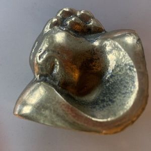 Vintage Brass Two Faces Sculpture - unique . Forms look like they are resting.